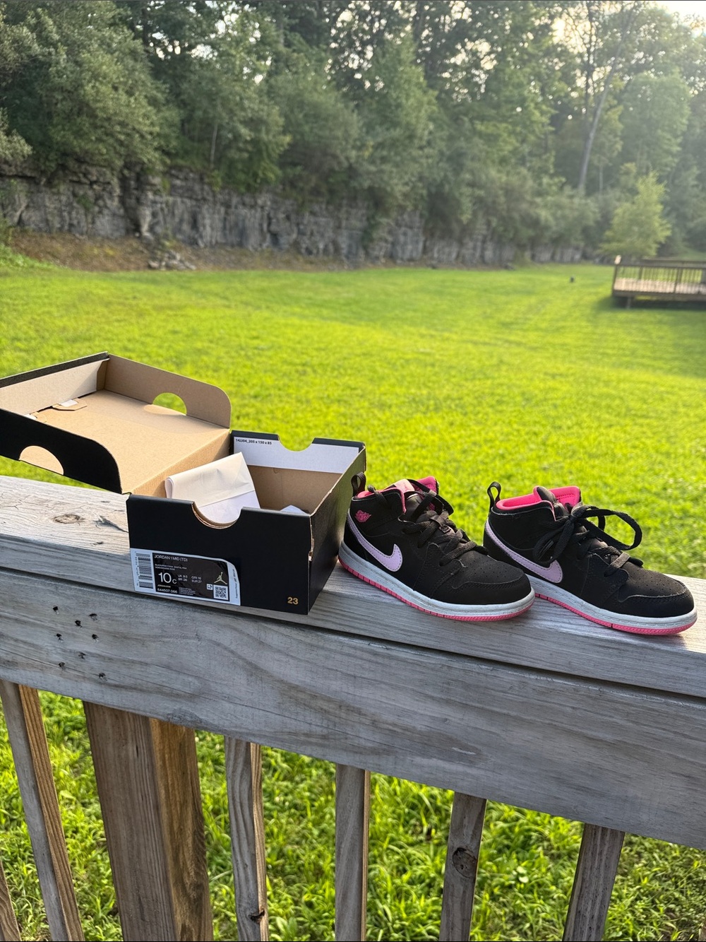 Nike Kids Black Sneakers with Pink Accents
